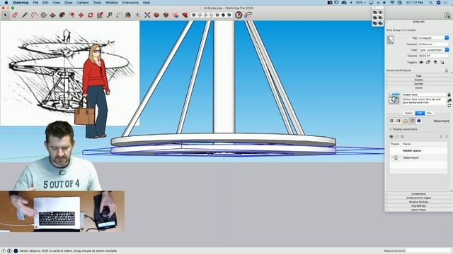 Modeling Da Vinci's Air Screw Live in SketchUp смотреть онлайн