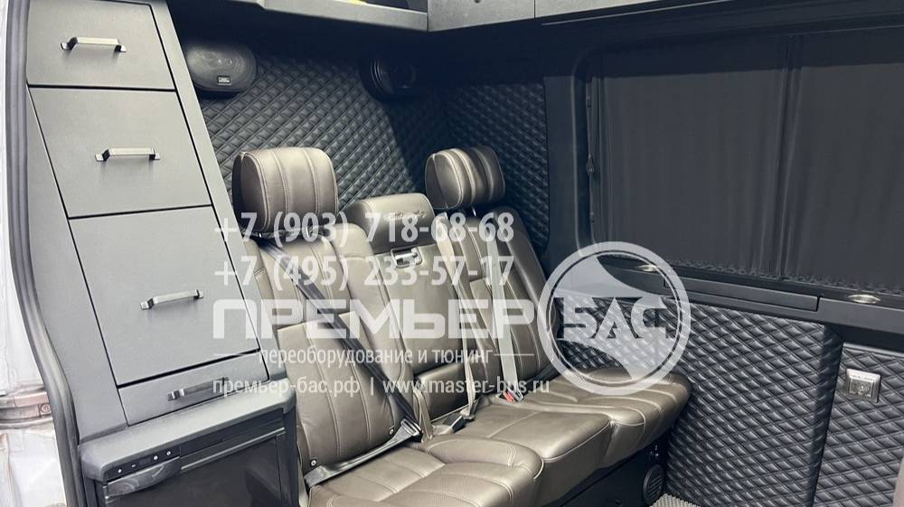 Мерседес Бенц Спринтер W 907 Maxi (L3H2) из фургона в грузопассажирский микроавтобус для мотокросса