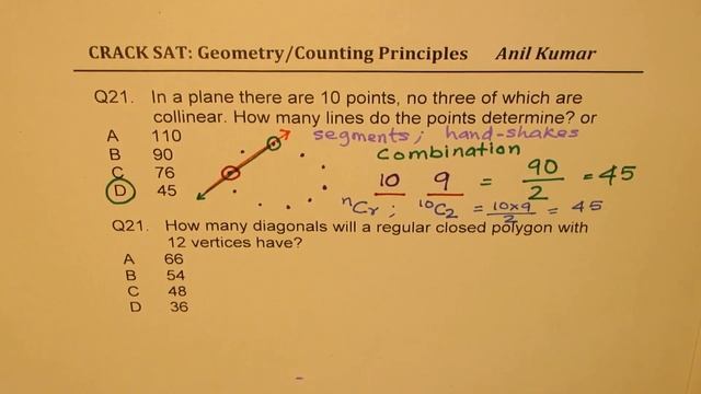 Crack SAT Counting Principles Number of Diagonals and Lines IIT CAT | ACT смотреть онлайн