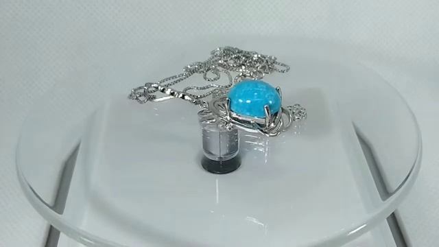 Кулон на цепочке с натуральной необлагороженной аризонской бирюзой 12х10 мм Серебро 925 смотреть онлайн