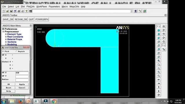 ANSYS APDL L ANGLE PLATE WITH HOLE смотреть онлайн