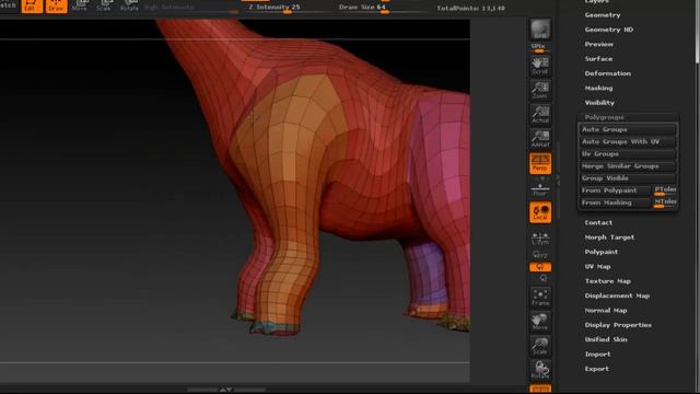 Zbrush Texturing Tutorial - Dinosaur (brachiosaurus) Part 1 смотреть онлайн