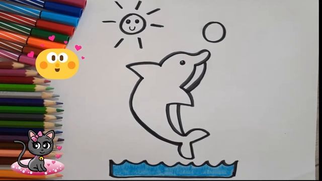 Pисунок дельфина для детей I Bolalar uchun delfin chizish I Drawing dolphin for kids смотреть онлайн
