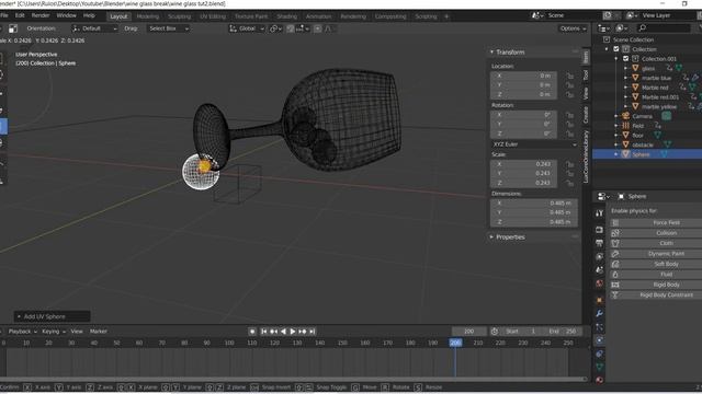 Blender 2.9 - Glass break using cell fracture, rigid body and wind force смотреть онлайн