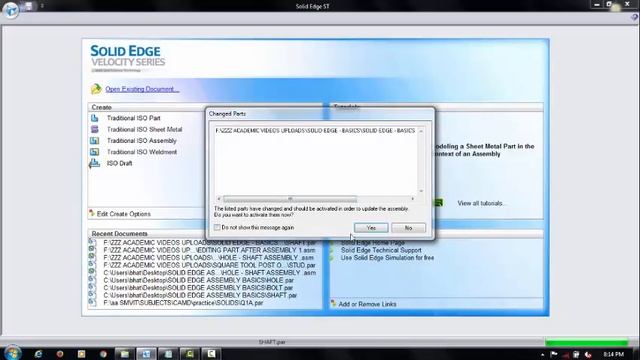 SOLID EDGE ASSEMBLY EDITING A PART смотреть онлайн
