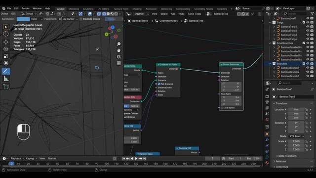 How to model Bamboo Tree in Blender 4.x by Geometry nodes part 5 #blender #tutorial #geometrynodes смотреть онлайн