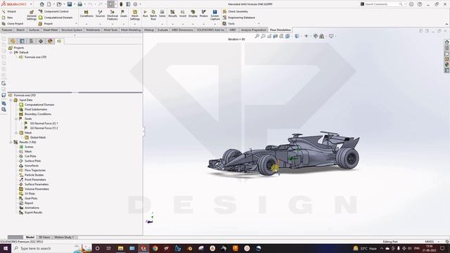 Solidworks Flow Simulation Tutorial (CFD) : Formula one car Aerodynamics simulation (Part 1) смотреть онлайн
