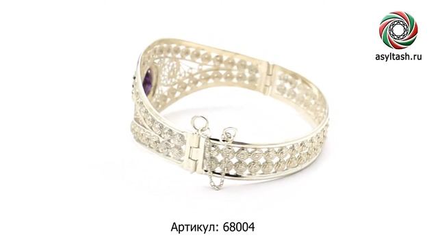 Браслет в технике бугорчатой филиграни с фианитом цвета аметист, Артикул: 68004 смотреть онлайн