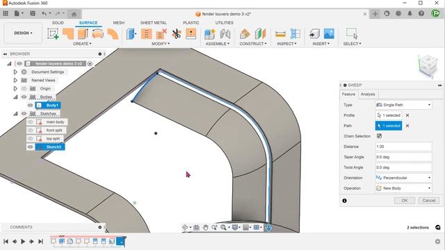 Fusion 360 | Louvers on a curved face смотреть онлайн