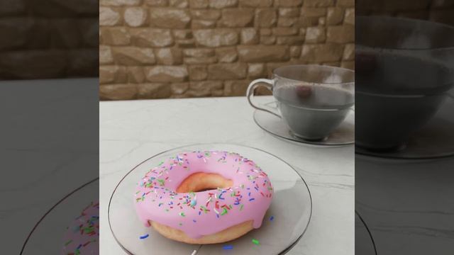 ПОНЧИК ВНЕЗАПНО ПОЯВИЛСЯ НА СТОЛЕ! Blender 2.9 Cycles #shorts