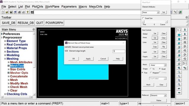 ANSYS Meshing options 2D Simple rectangle Tri Quad Free Mapped Sizing смотреть онлайн