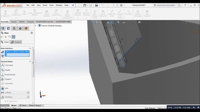 Solidworks Tutorial: Door hinge assembly tutorial смотреть онлайн