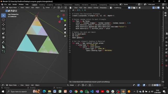 Sierpinski triangle using python script in Blender clipping using Greiner-hormann Algorithm смотреть онлайн