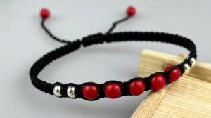 Сделай сам браслет с квадратным узлом с бусиной _