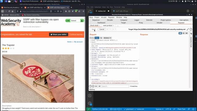 Lab #5 SSRF With Filter Bypass Via Open Redirection Vulnerability