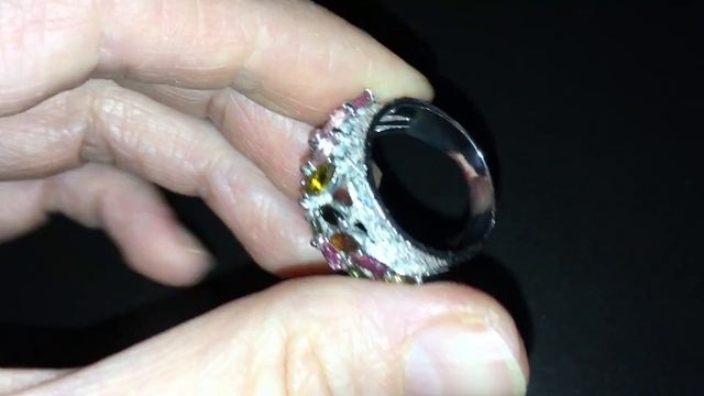 Серебряное кольцо Колосок с турмалинами