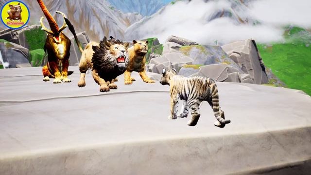 Giant Tiger Wolf Attack Prehistoric Mammals VS Shadow Itself Mammals Size Save By Woolly Mammoth смотреть онлайн