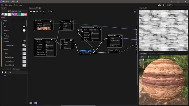 Material Maker Quickie - Red Rocks With 15 Nodes
