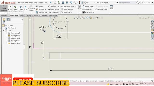 SOLIDWORKS 2022 2D DRAWING TUTORIALS | DETAIL VIEW IN 2D DRAWING SOLIDWORKS | EXPLAIN CAD | смотреть онлайн