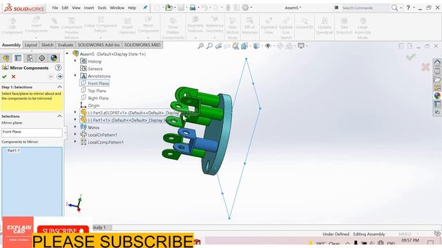 SOLIDWORKS TUTORIALS 2022 | MIRROR COMPONENT IN ASSEMBLY IN SOLIDWORKS | EXPLAIN CAD | смотреть онлайн