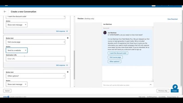 LinkedIn Click To Message Ads