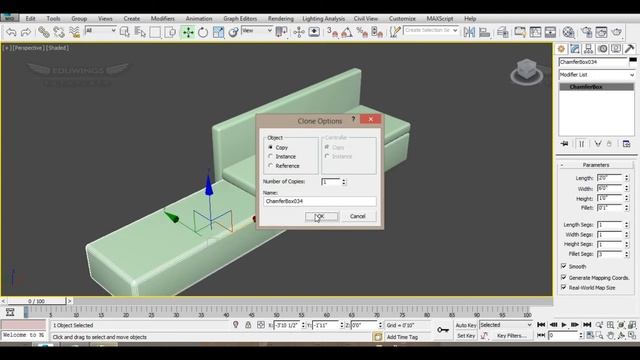 Creating a sofa in 3ds max _using chamfer box in easy way. смотреть онлайн