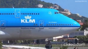 Посадка и взлет Boeing 747 KLM - Maho Beach