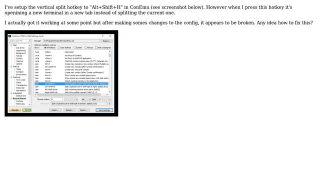 Horizontal split hotkey not working in ConEmu смотреть онлайн
