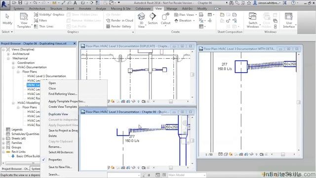 Revit MEP 2014 Tutorial | Duplication Views - Which Types To Use смотреть онлайн