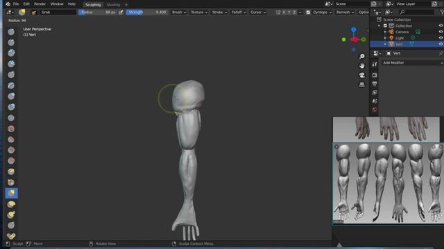 Sculpting the arm muscles in blender (Time lapse) смотреть онлайн