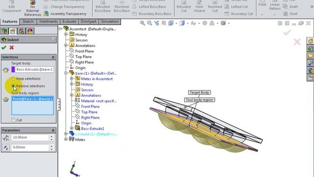 How apply INDENT at solidworks 2014 смотреть онлайн