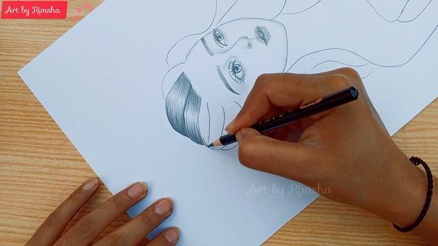How to draw a beautiful girl with flowers||girl with rose flower easy pencil sketch-for beginners смотреть онлайн