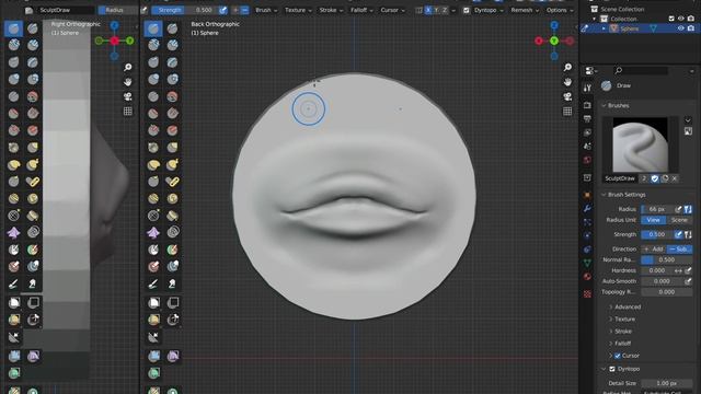 #blender3d. Губы скульптинг