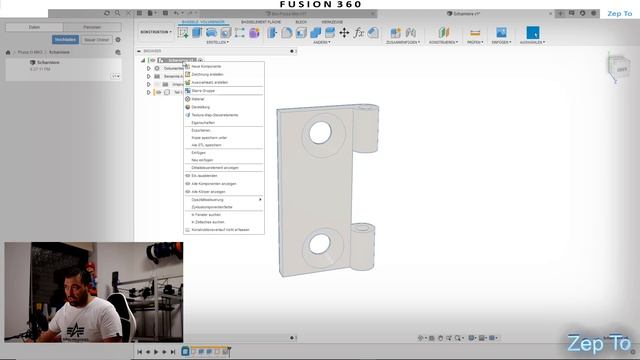 Fusion 360 TUTORIAL Scharniere - Gelenke - Animation - Bohrung - Komponenten - Zep To смотреть онлайн