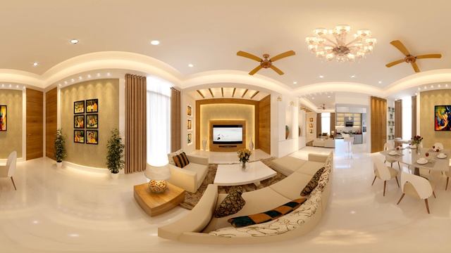 Living Dining Cum Kitchen 360 Panorama View - 3Ds Max & Corona Renderer смотреть онлайн