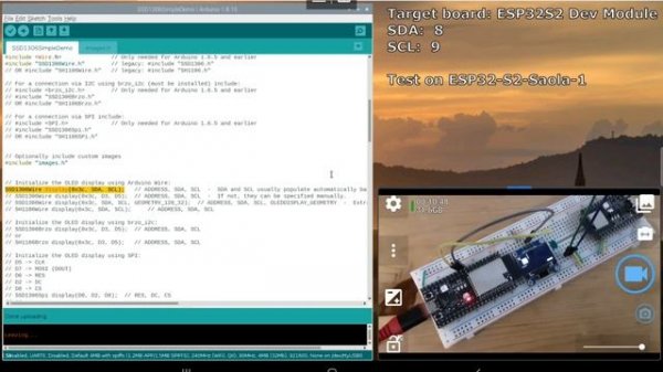 arduino-esp32, drive SSD1306 I2C OLED with ESP32/S2/C3 using esp8266-oled-ssd1306 library