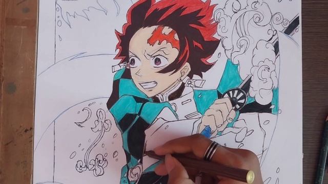 Colouring Tanjiro Kamado || Demon Slayer Fan Art смотреть онлайн