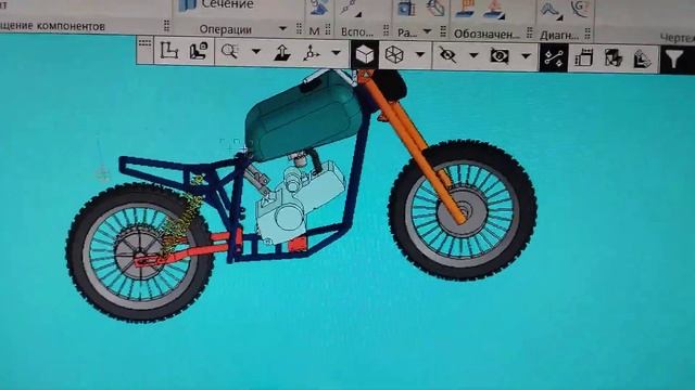 Мотоцикл ИЖВ-1 в КОМПАС-3D смотреть онлайн