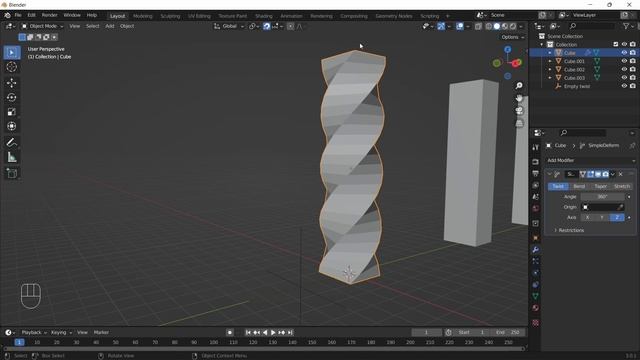 Tutorial Blender | Add Modifier | Simple Deform смотреть онлайн