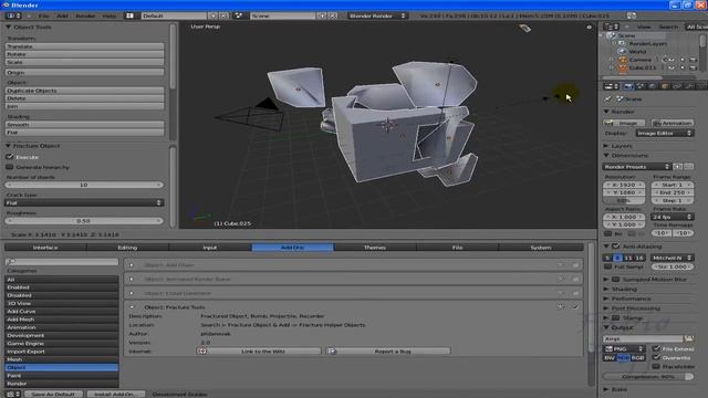 Tutorial Início Blender (2.58) 04-05/06 - Add-ons: Inset e Fracture Tools смотреть онлайн