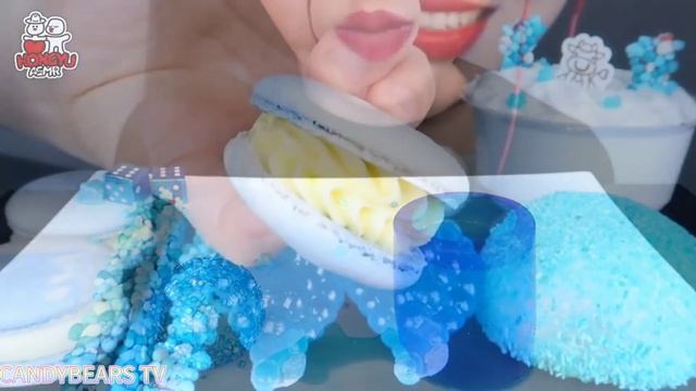 ASMR BLUE THEME MUKBANG JELLY NOODLES MACAROON SUGAR ROCK MARSHMALLOW 蓝色主题吃播 棉花糖 水晶糖 果冻 MOST POPULA