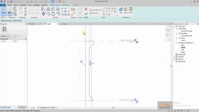 Intermediate tutorial for Revit: How to draw a column using revolve tool in Revit смотреть онлайн