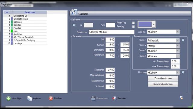 Erstellung Arbeitszeitmodel mit smart time plus