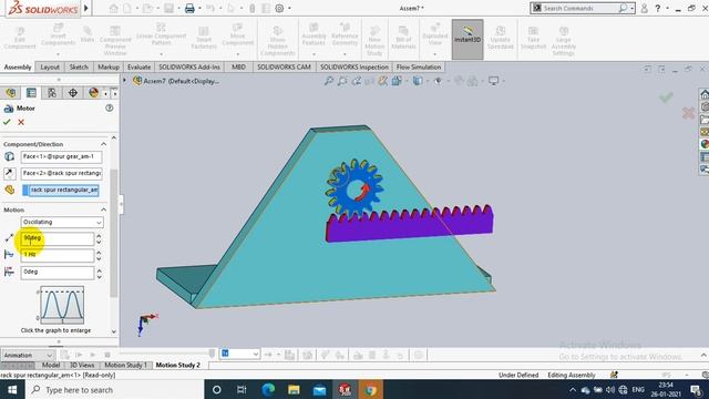 OSCILLATING MOTION ANALYSIS | RACK AND PINION | SOLIDWORKS 2020 смотреть онлайн