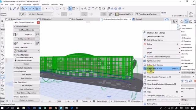 Tutorial ARCHICAD 22 Parametric Architecture of grasshoppers with Shell Tool смотреть онлайн