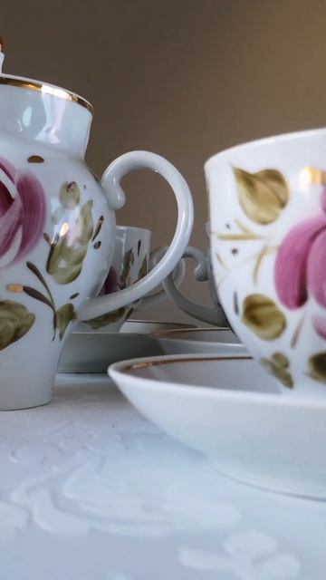 Восхитительный чайный сервиз СССР Барановка Ручная роспись! смотреть онлайн