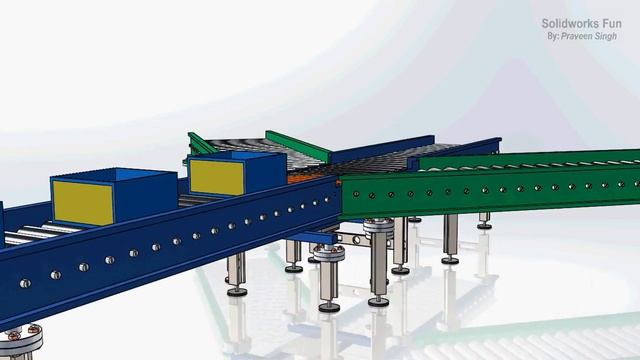 Product Sorting Roller Conveyor Model Motion Study in Solidworks смотреть онлайн