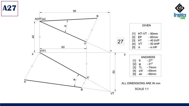 QB1|Engineering GraphicsEST110/BE110|KTU Syllabus|Projection of line|Question Bank-Completely solve смотреть онлайн