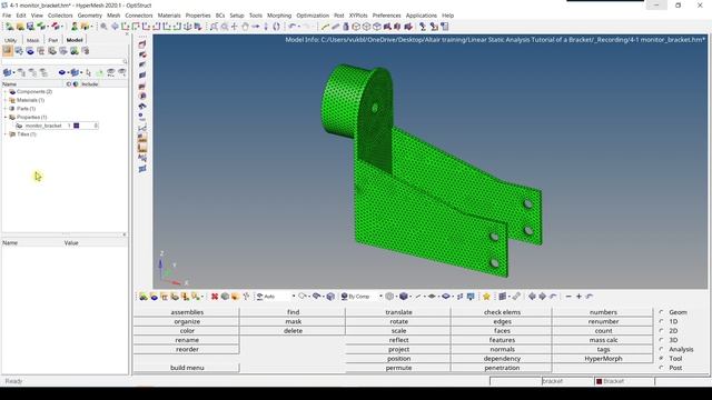 T1: 5.1-Create and assign a new property-Altair HyperMesh смотреть онлайн