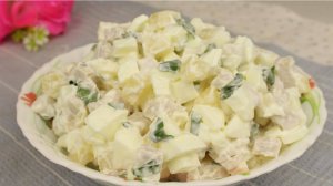 Салат Балерина с курицей и ананасами. Без майонеза!